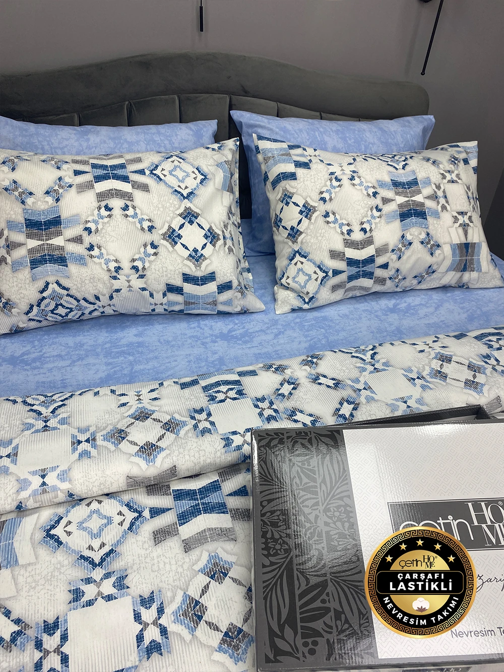 Çetinhome Çarşafı Lastikli Çift Kişilik Nevresim Takımı Asya