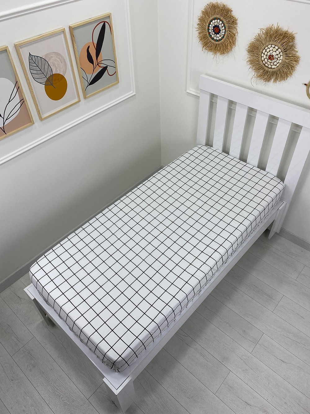 Kumaş Lastikli Çarşaf Tek Kişilik 100x200cm Kare Beyaz (Yastık Kılıfsız)