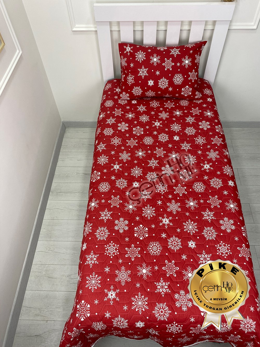 Çetinhome Tek Kişilik Kapitone Pike Seti 4 Mevsim Kar