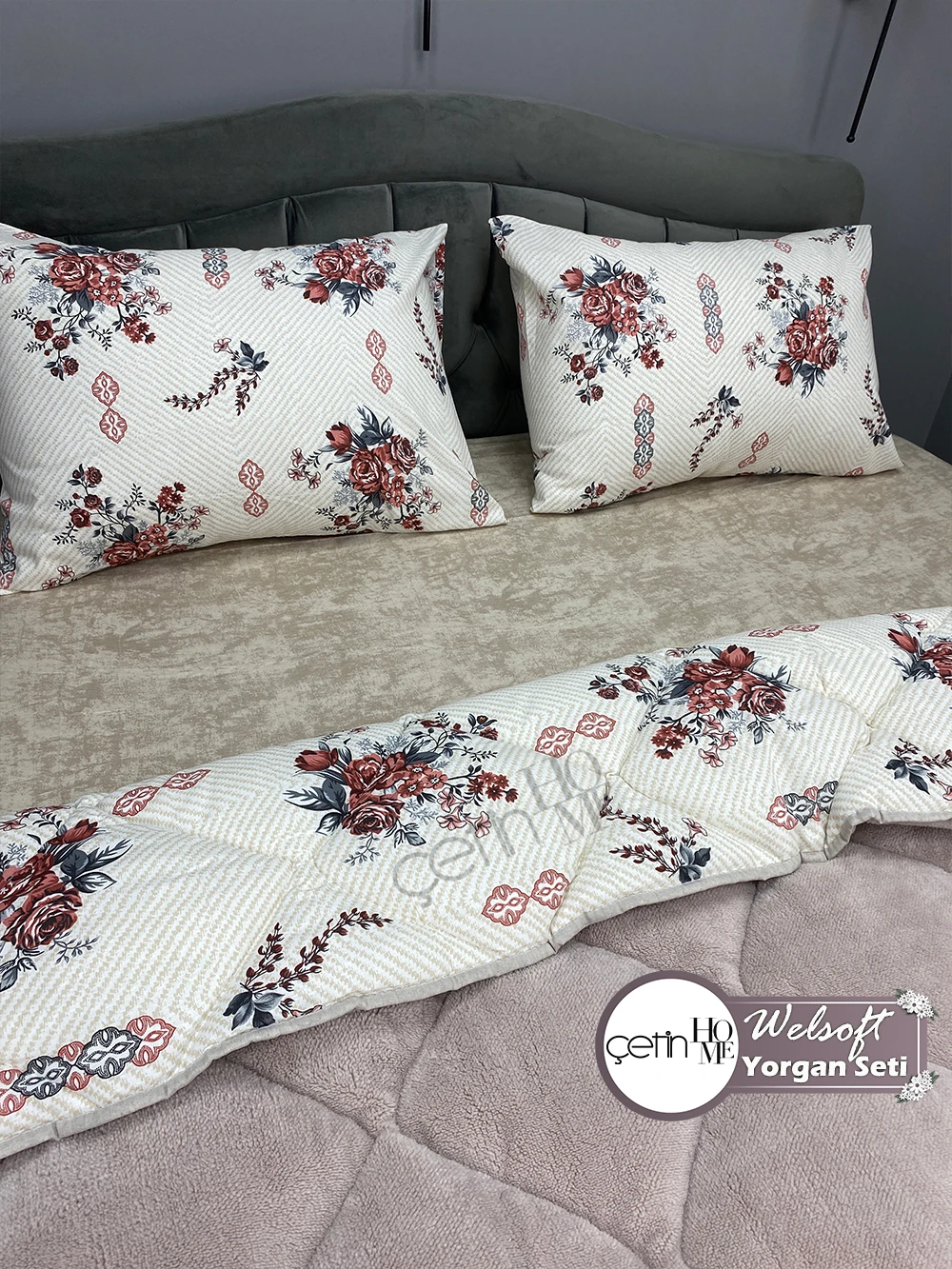 Çetinhome Çift Kişilik Desenli Welsoft Yorgan Seti (Çarşafsız)