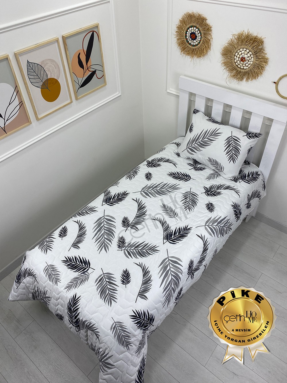 Çetinhome Tek Kişilik Kapitone Pike Seti 4 Mevsim Palm