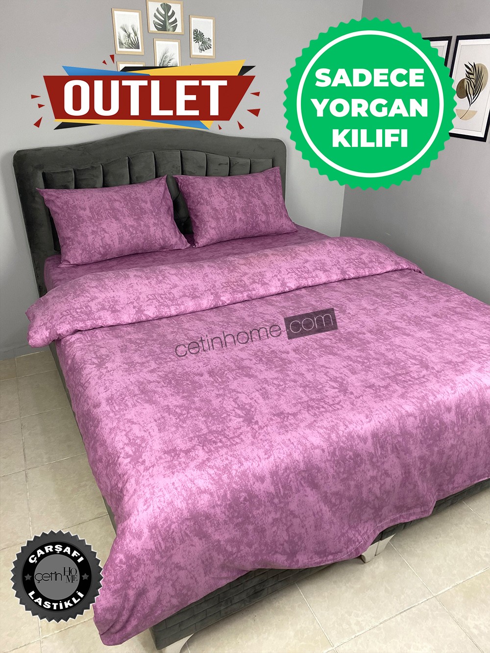 Outlet Çift Kişilik Yorgan Kılıfı Gölge Mor