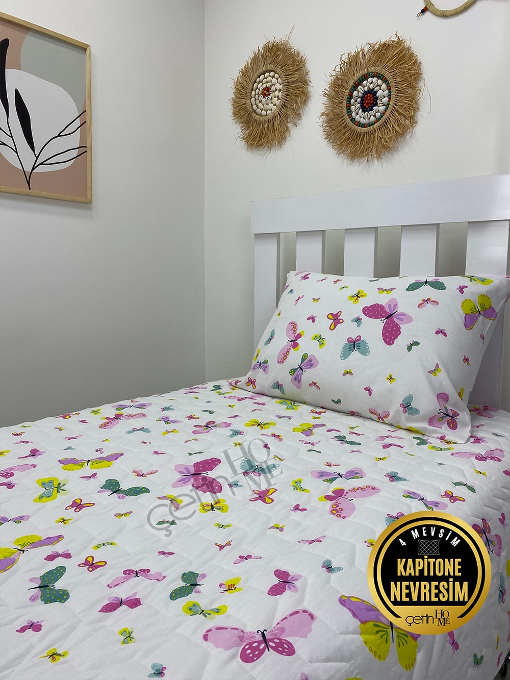 Çetinhome Tek Kişilik Kapitone Pike Seti 4 Mevsim Masal
