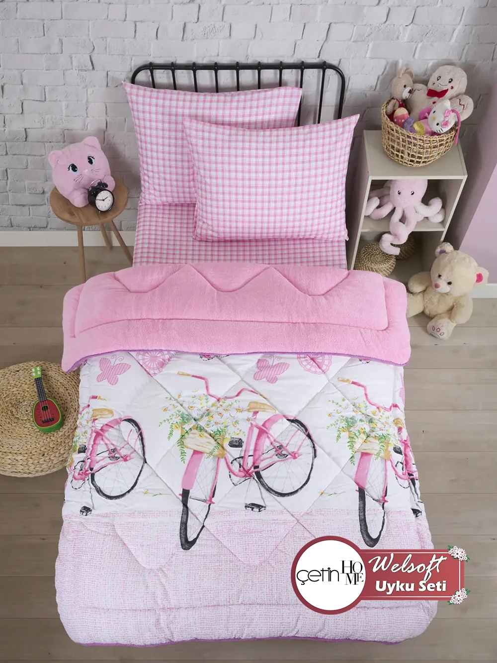Çetinhome Tek Kişilik Çarşafı Lastikli Welsoft Uyku Seti - Bisiklet