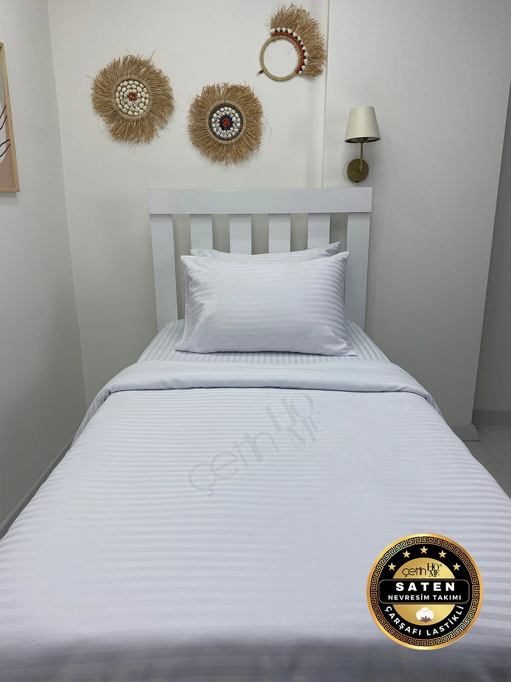 Çetinhome Çizgili Saten Nevresim Takımı