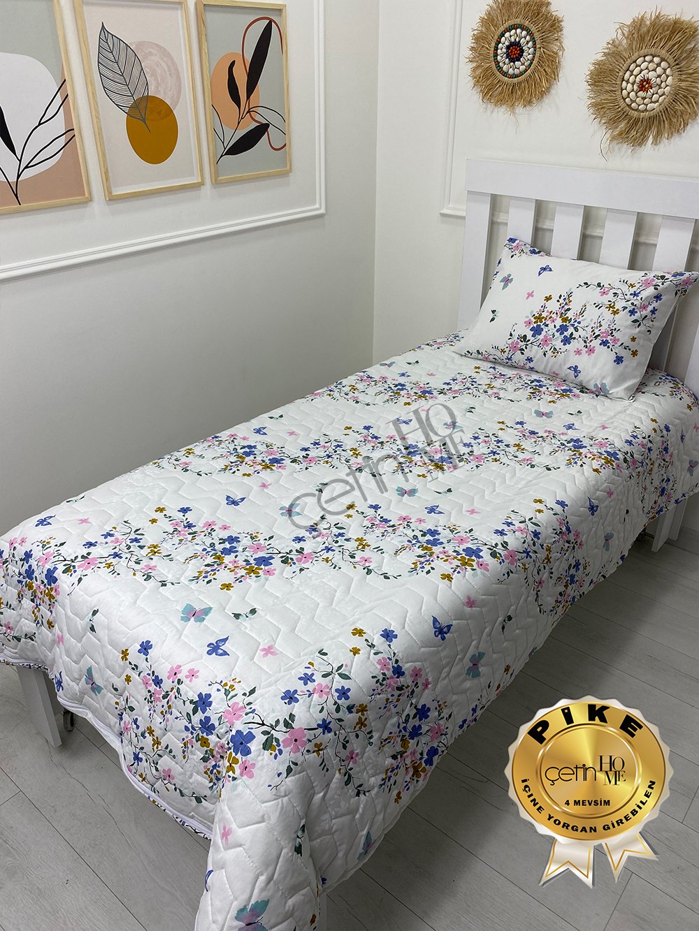 Çetinhome Tek Kişilik Kapitone Pike Seti 4 Mevsim Bahar