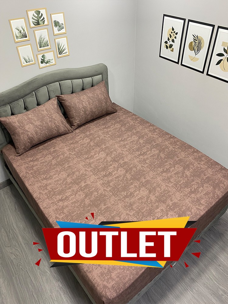 Outlet Kumaş Lastikli Çarşaf Seti Çift Kişilik Çikolata