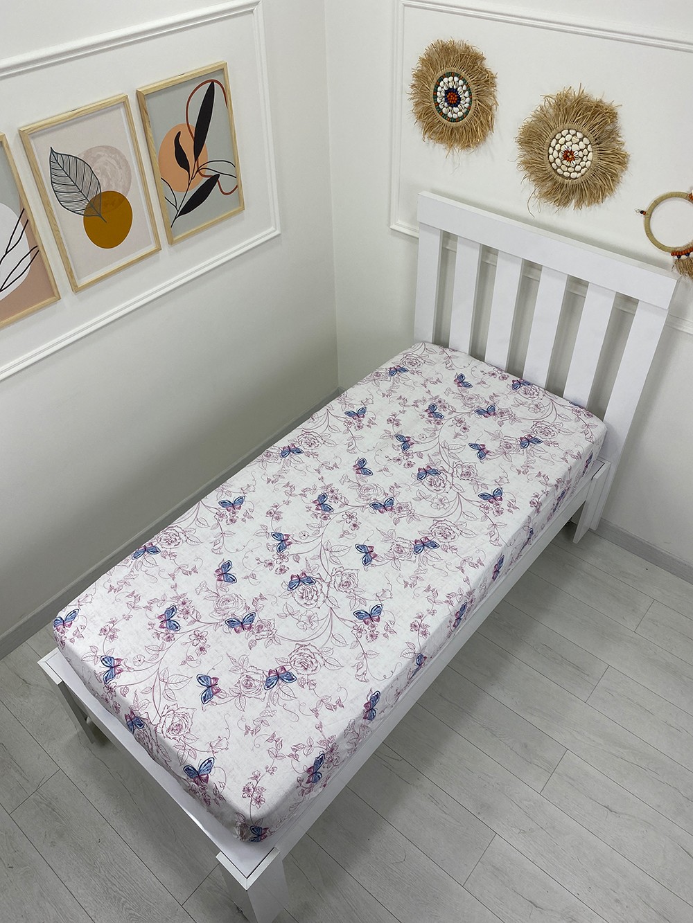 Kumaş Lastikli Çarşaf Tek Kişilik 100x200cm Papillon (Yastık Kılıfsız)