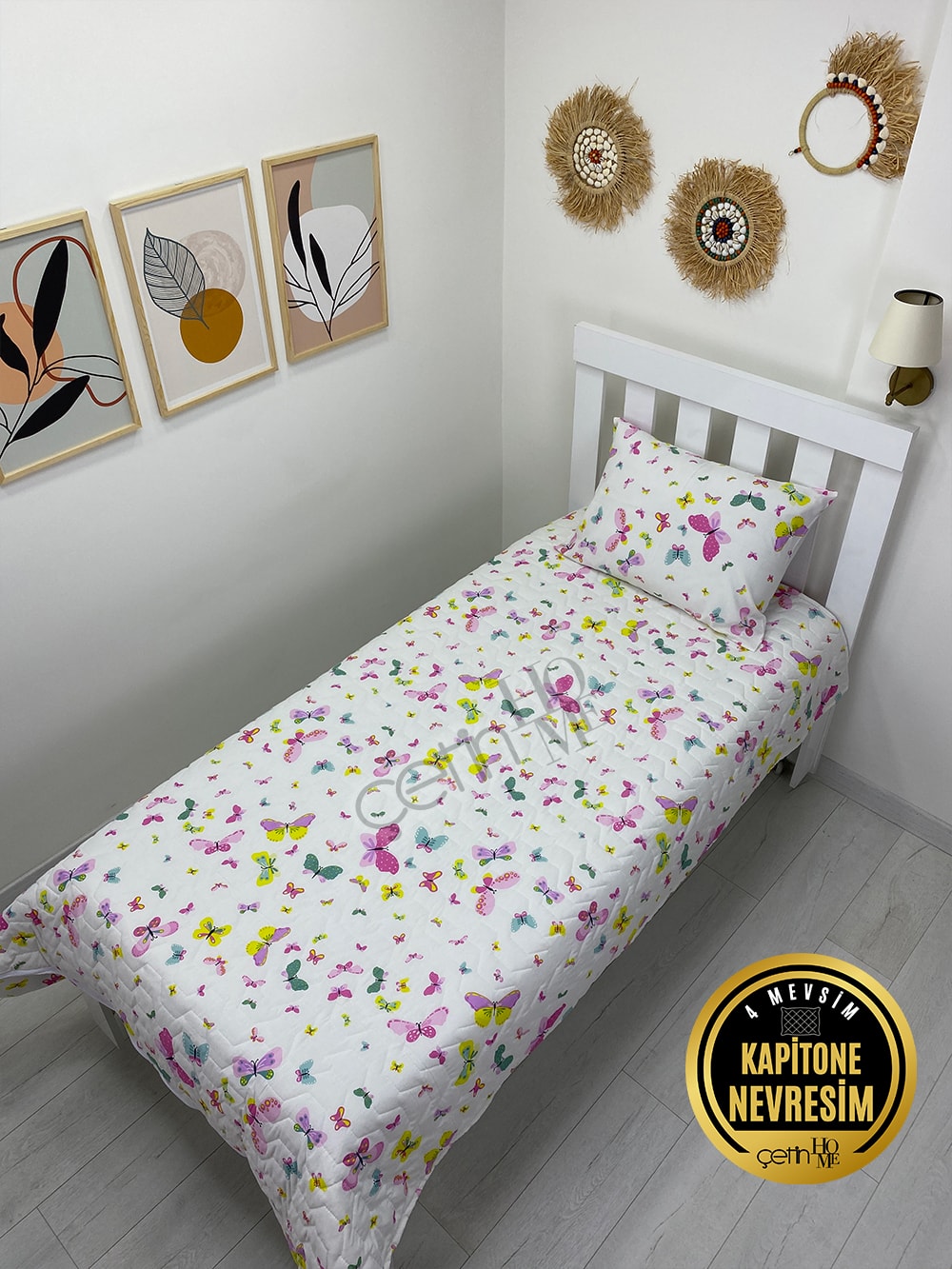 Çetinhome Tek Kişilik Kapitone Pike Seti 4 Mevsim Masal