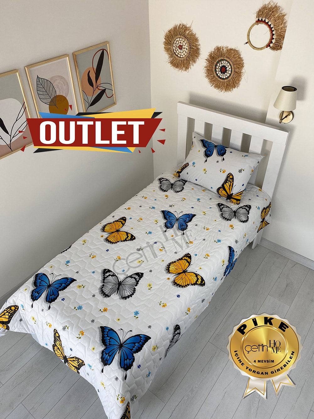 Outlet Tek Kişilik Kapitone Pike Seti 4 Mevsim Rüya