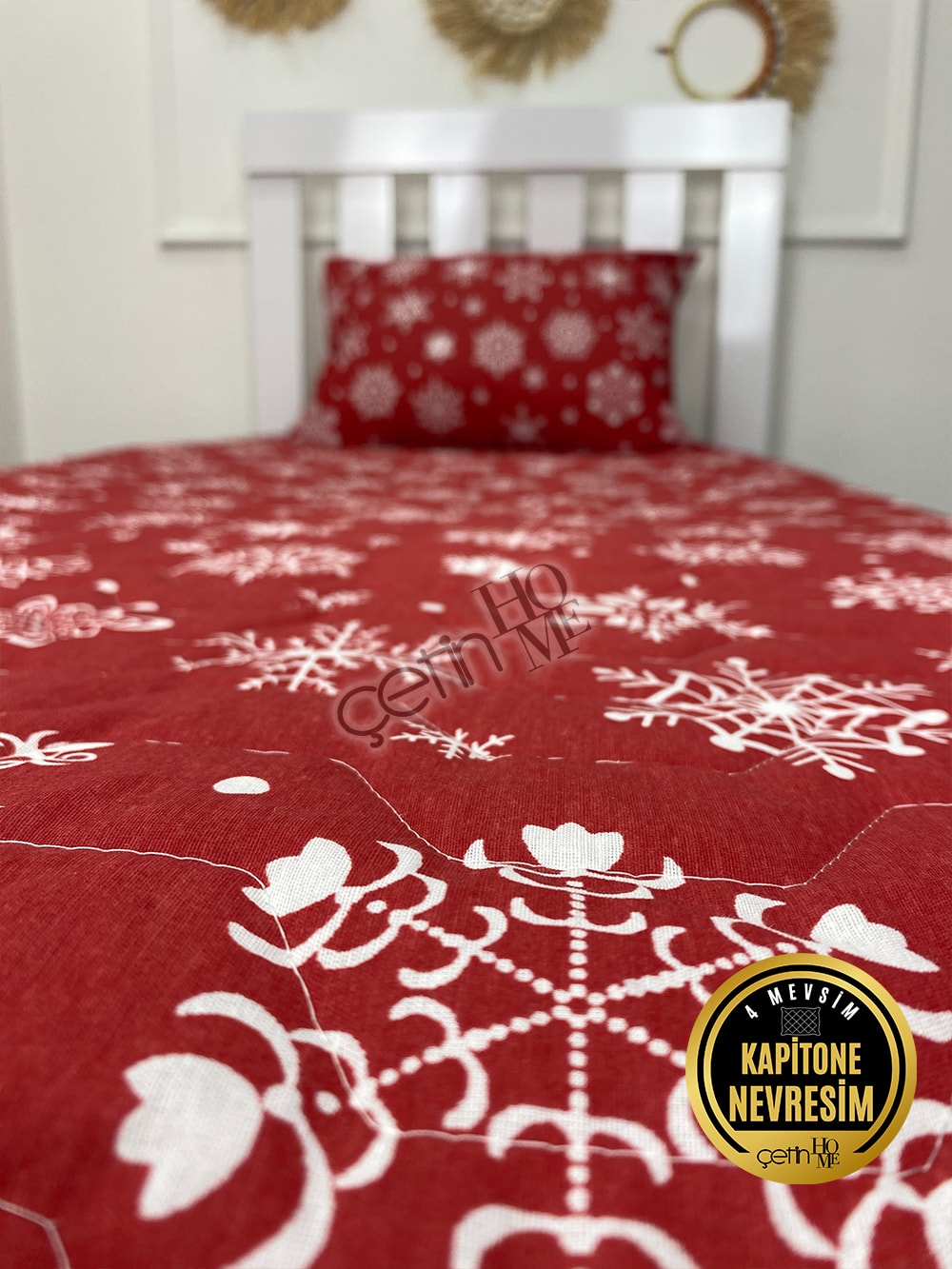 Çetinhome Tek Kişilik Kapitone Pike Seti 4 Mevsim Kar
