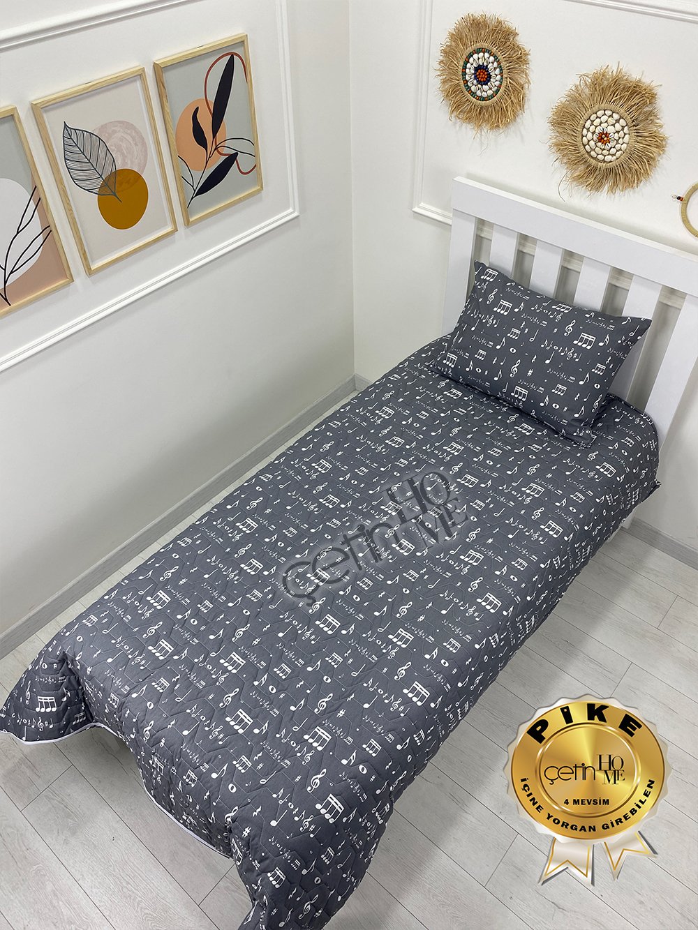 Çetinhome Tek Kişilik Kapitone Pike Seti 4 Mevsim Nota