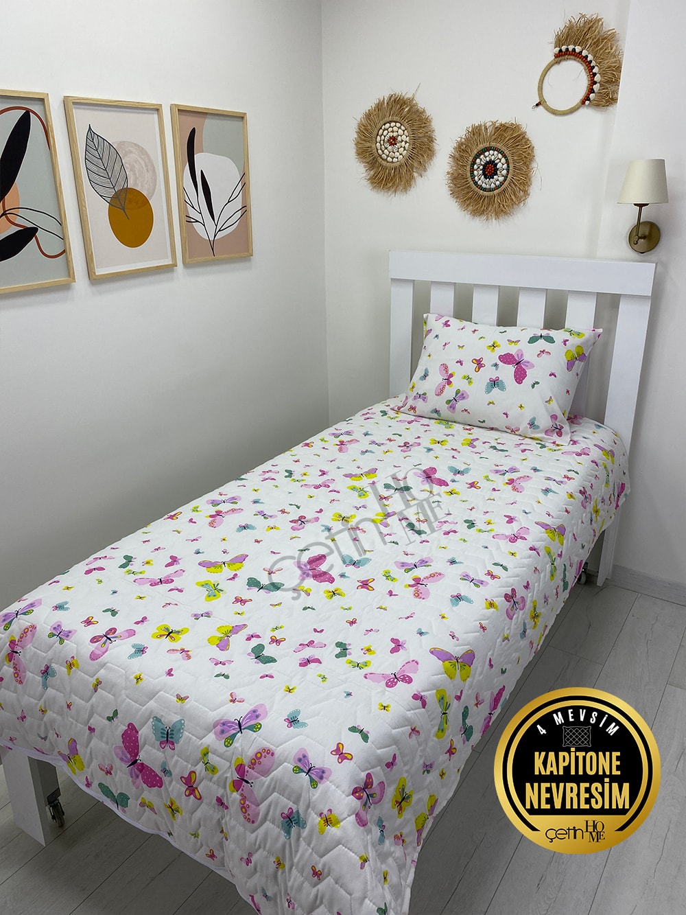 Çetinhome Tek Kişilik Kapitone Pike Seti 4 Mevsim Masal