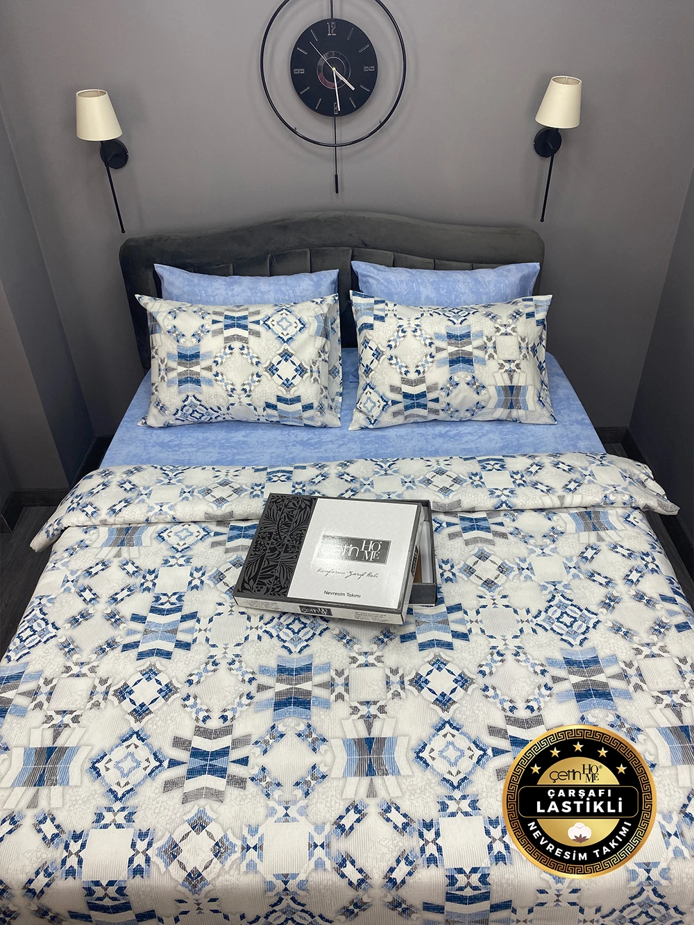 Çetinhome Çarşafı Lastikli Çift Kişilik Nevresim Takımı Asya
