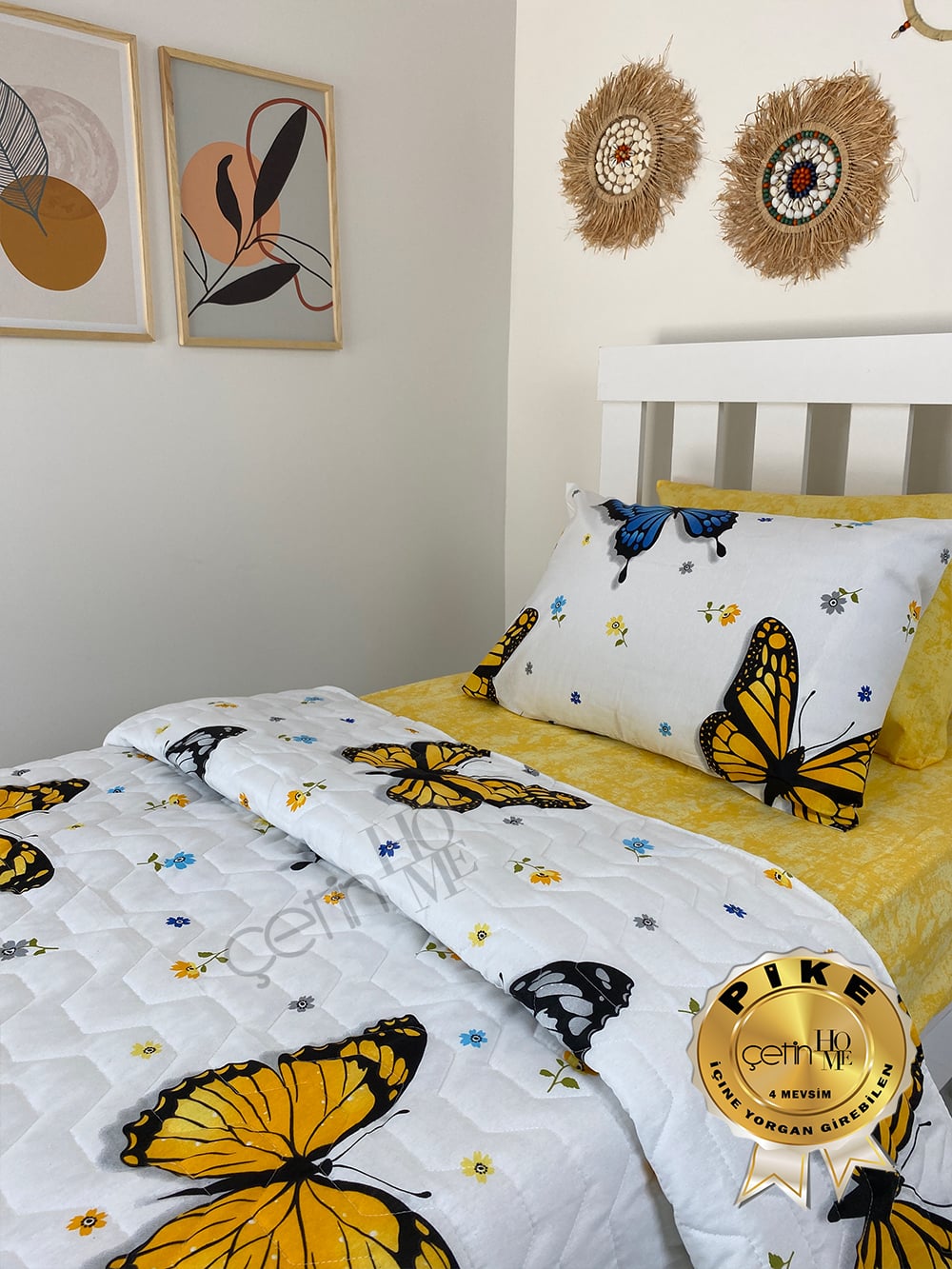 Çetinhome Tek Kişilik Çarşafı Lastikli Kapitone Pike Takımı 4 Mevsim Rüya
