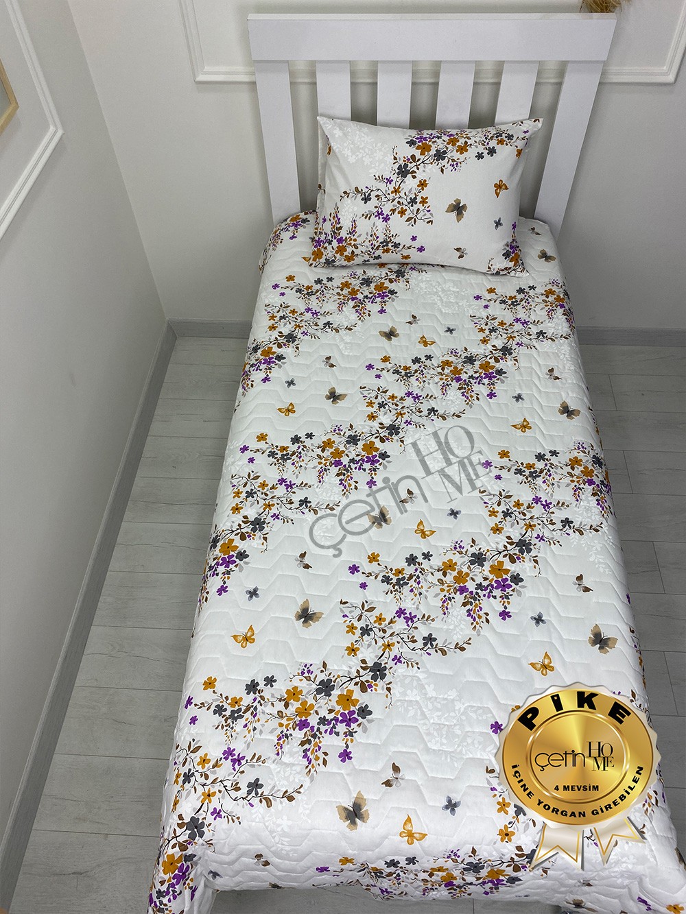 Çetinhome Tek Kişilik Kapitone Pike Seti 4 Mevsim Bahar Fuşya