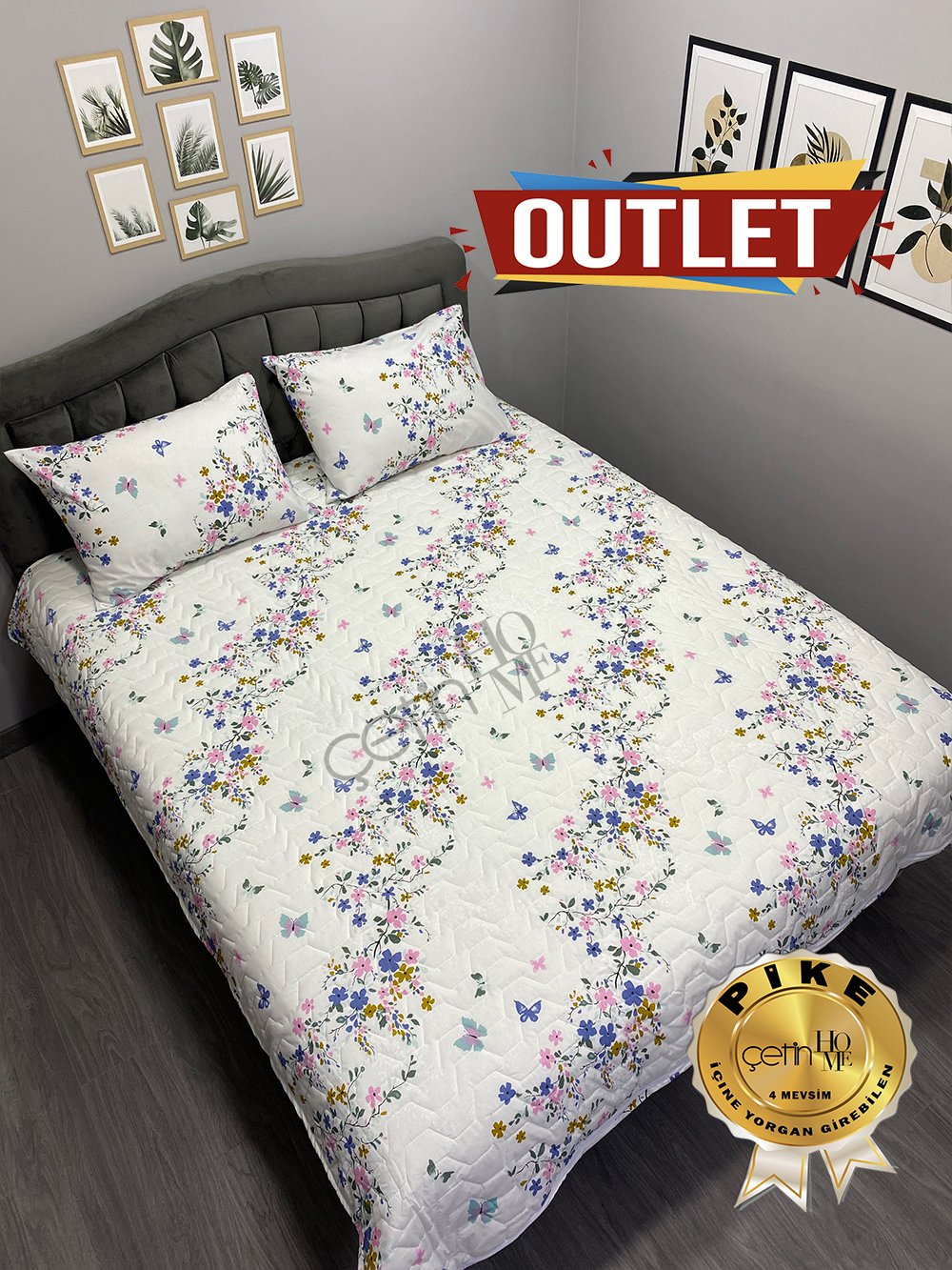 Outlet Çift Kişilik Kapitone Pike Seti 4 Mevsim Bahar