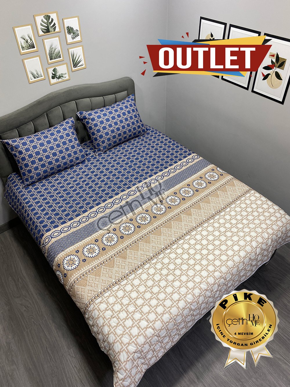 Outlet Çift Kişilik Kapitone Pike Seti 4 Mevsim Midyat