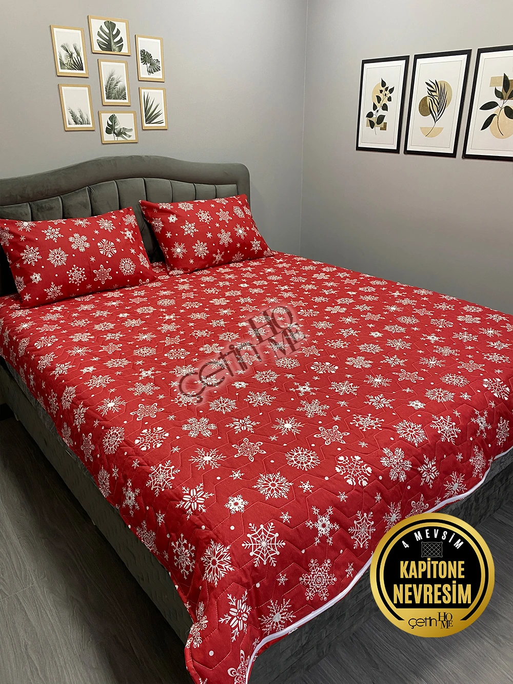 Çetinhome Çift Kişilik Kapitone Pike Seti 4 Mevsim Kar