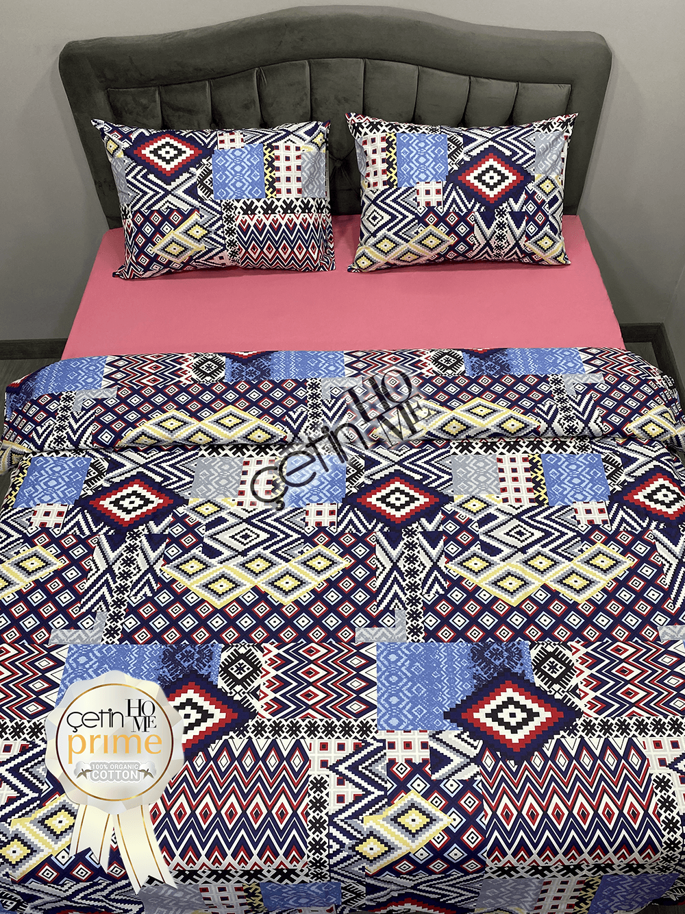 100% Cotton Duvet Cover Set – Queen Size Bedding with Fitted Sheet – 'Vesipira' by Çetinhome