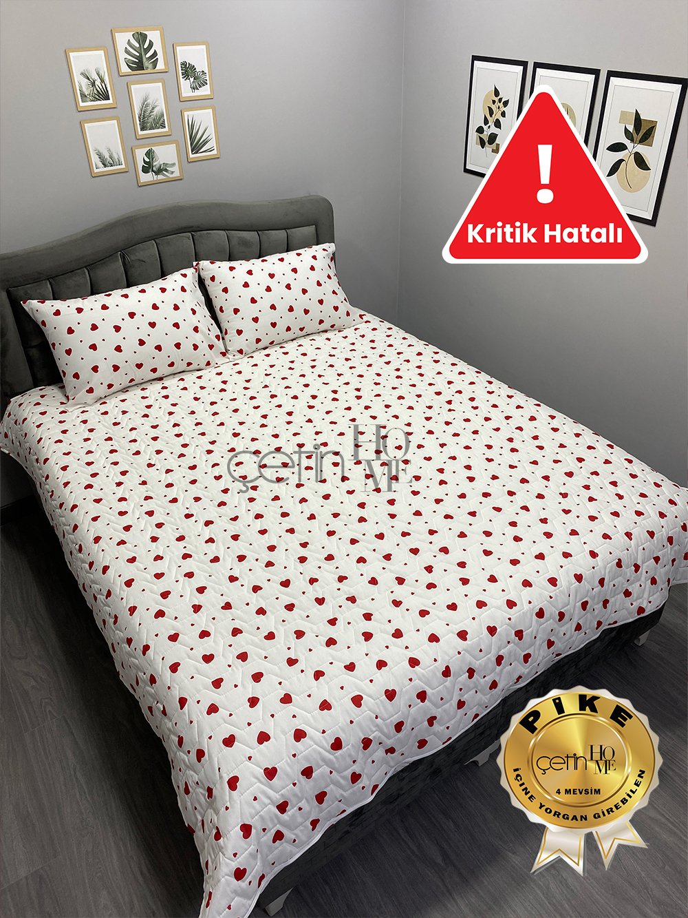 Kritik Hatalı Çift Kişilik Kapitone Pike Seti 4 Mevsim Kalp