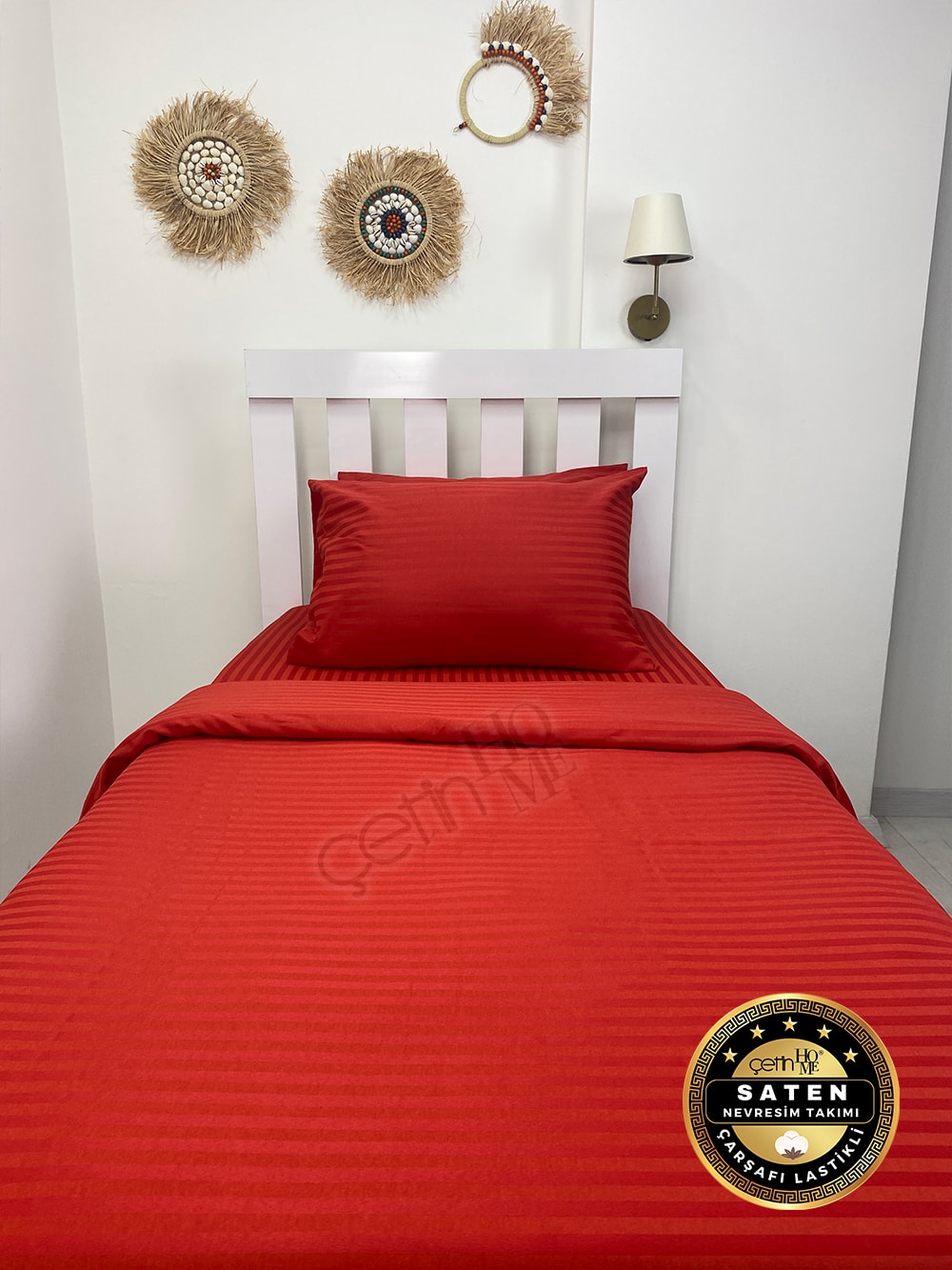 Çetinhome Çizgili Saten Nevresim Takımı