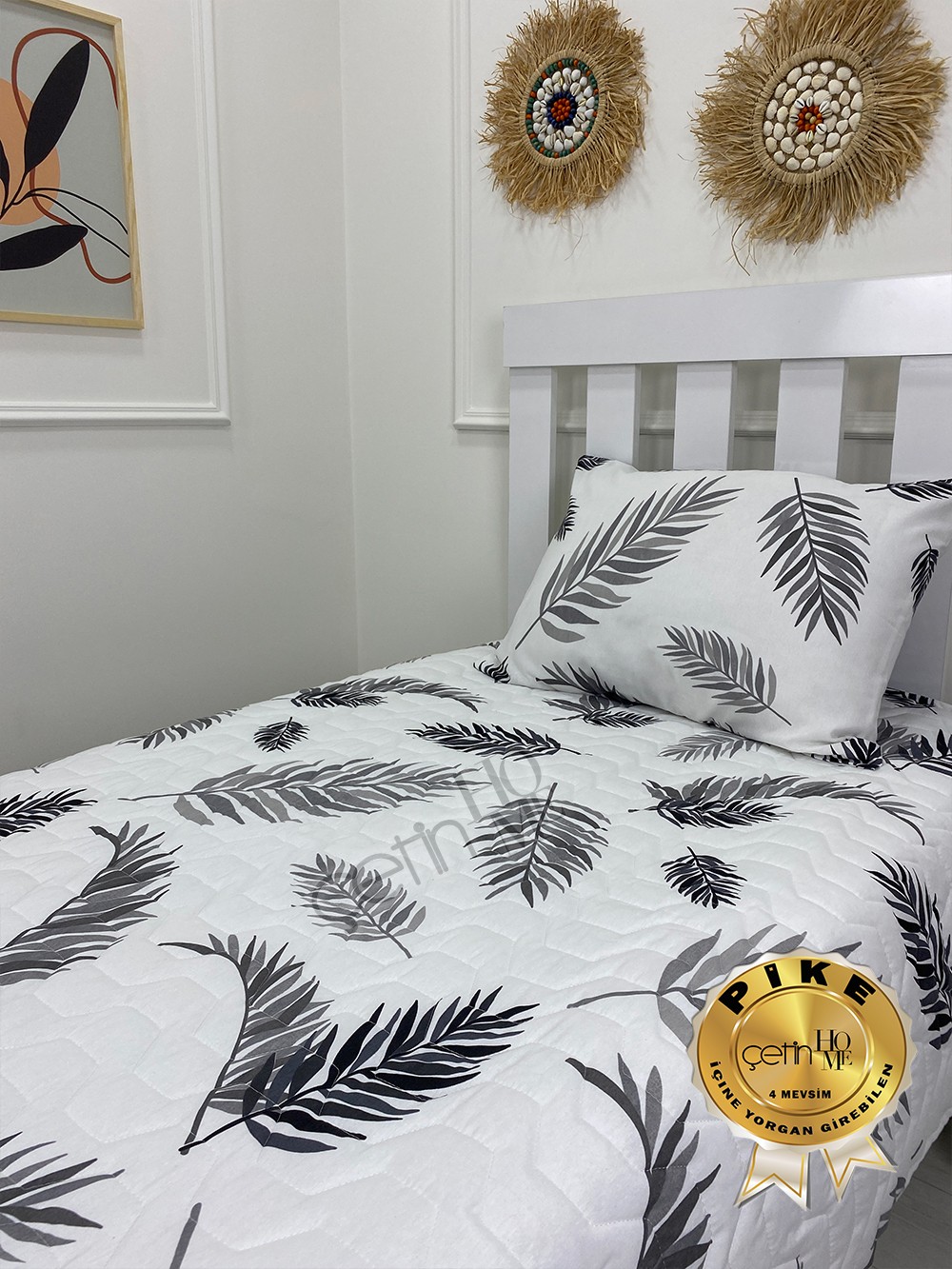 Çetinhome Tek Kişilik Kapitone Pike Seti 4 Mevsim Palm