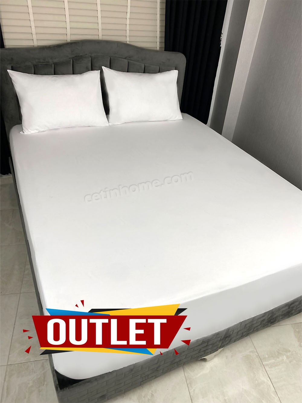 Outlet Kumaş Lastikli Çarşaf Seti Çift Kişilik Beyaz