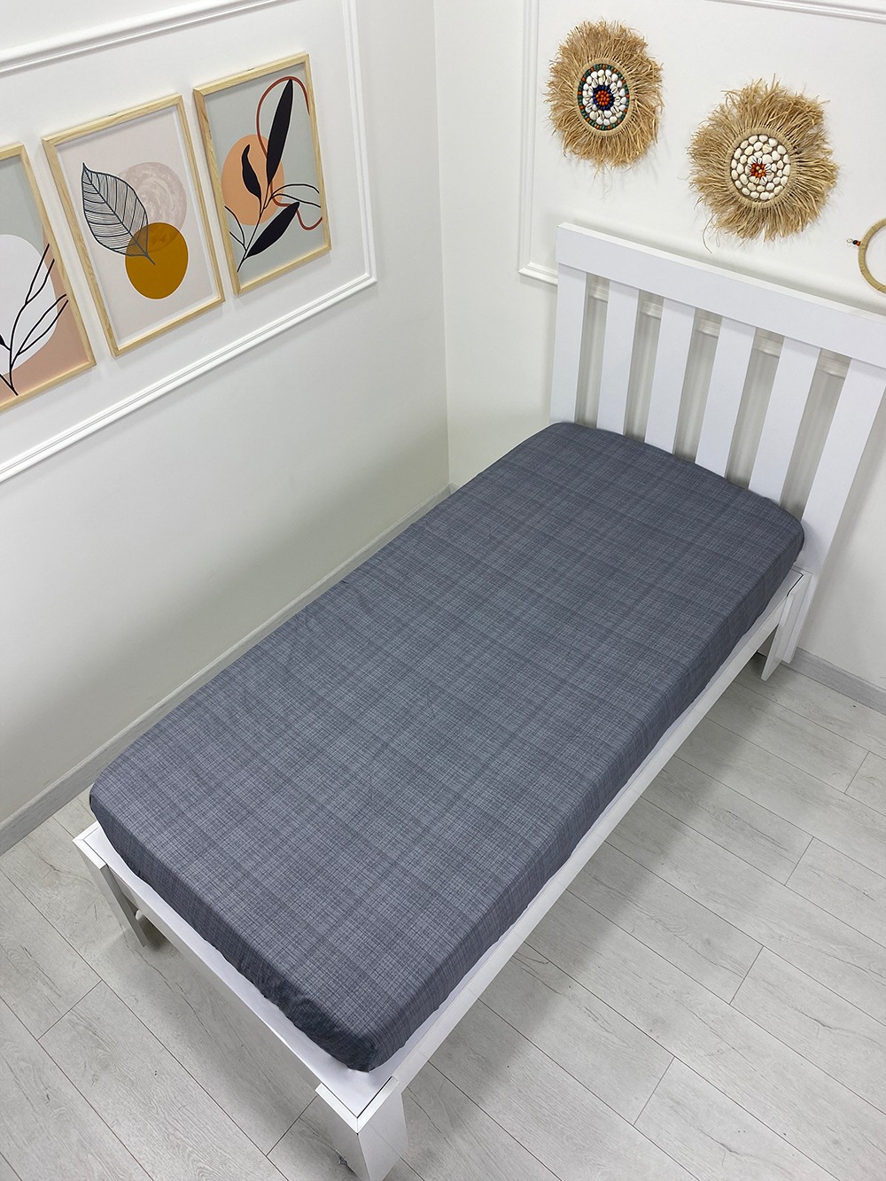 Kumaş Lastikli Çarşaf Tek Kişilik 100x200cm Fırça Antrasit (Yastık Kılıfsız)