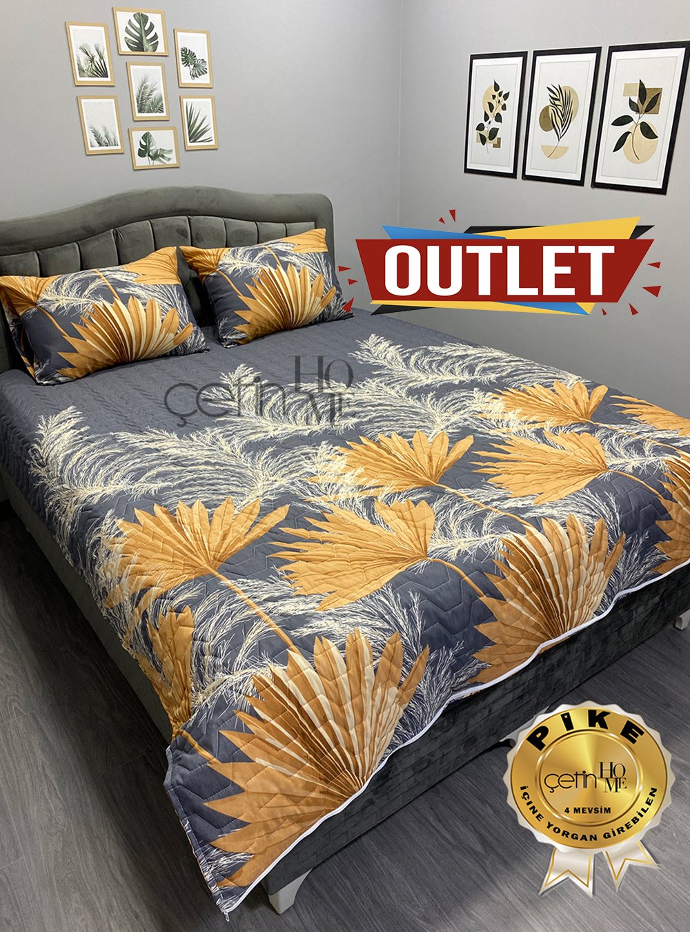 Outlet Çift Kişilik Kapitone Pike Seti 4 Mevsim Güngüzeli
