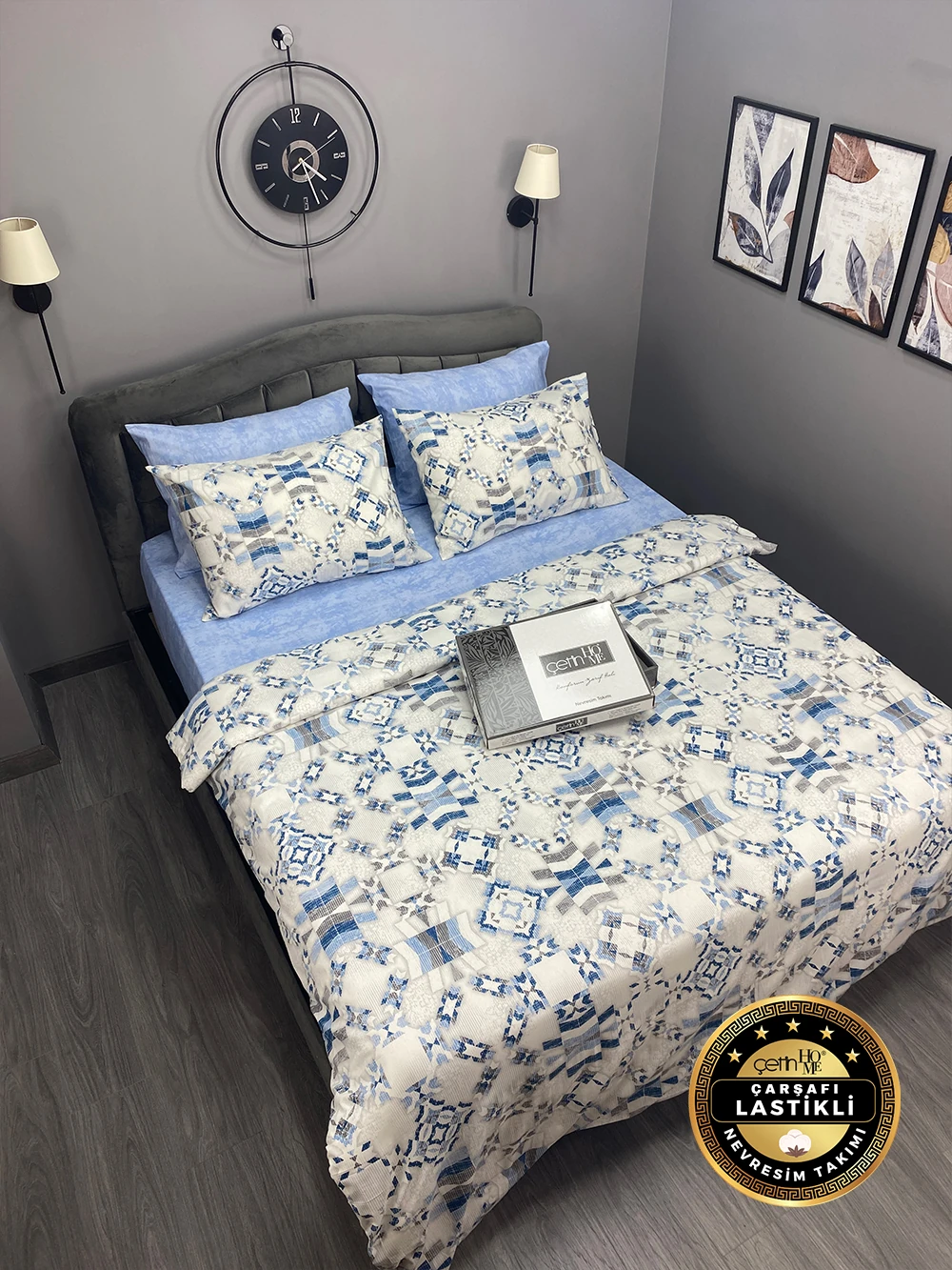 Çetinhome Çarşafı Lastikli Çift Kişilik Nevresim Takımı Asya