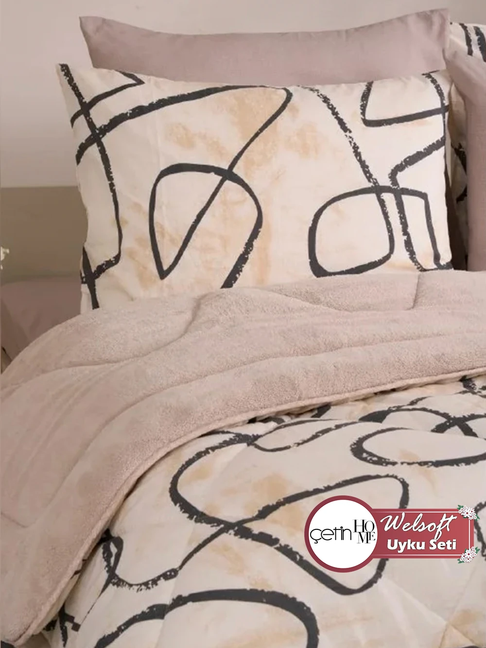 Çetinhome Çift Kişilik Çarşafı Lastikli Welsoft Uyku Seti