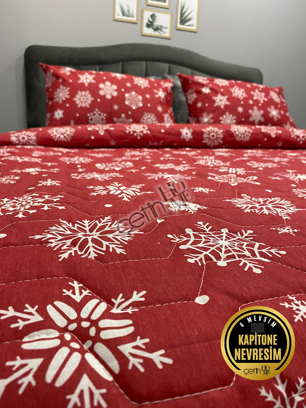 Çetinhome Çift Kişilik Kapitone Pike Seti 4 Mevsim Kar