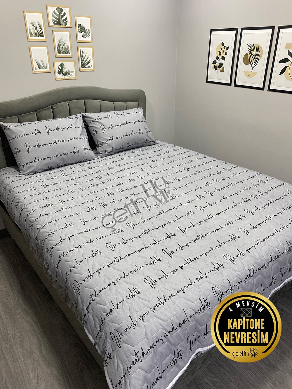 Çetinhome Çift Kişilik Kapitone Pike Seti 4 Mevsim Latin