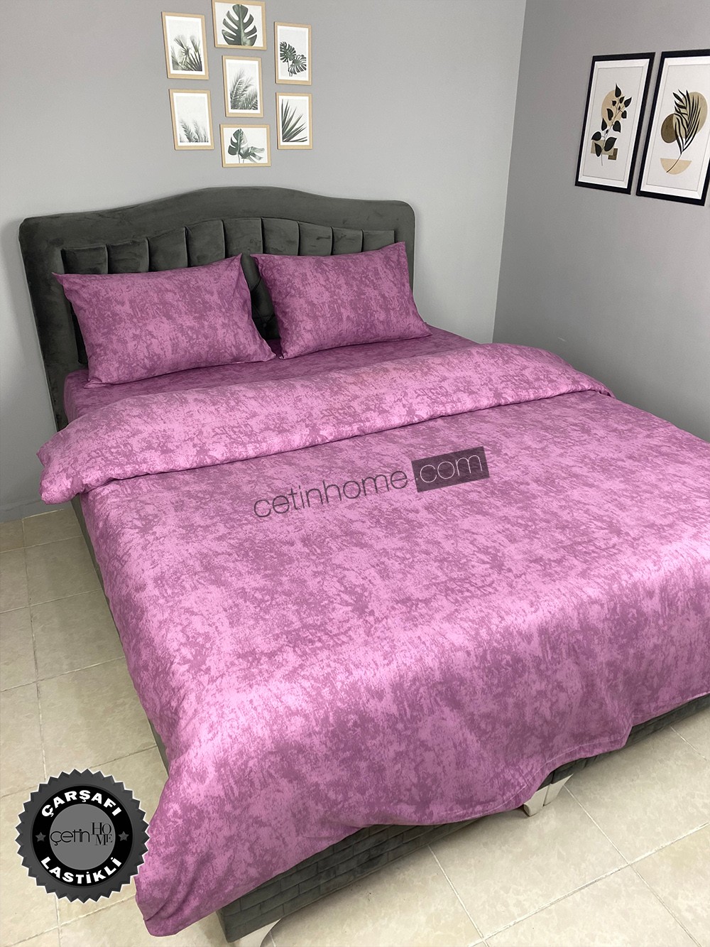 Ranforce Duvet Cover Set – Queen Size Bedding with Fitted Sheet – 'Kar' by Çetinhome