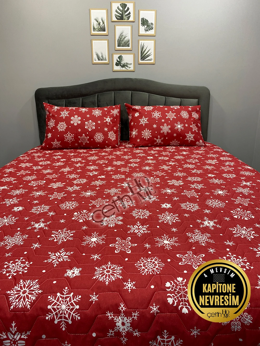 Çetinhome Çift Kişilik Kapitone Pike Seti 4 Mevsim Kar