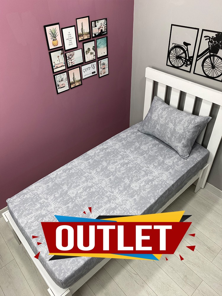 Outlet Kumaş Lastikli Çarşaf Seti Tek Kişilik Soft Gri