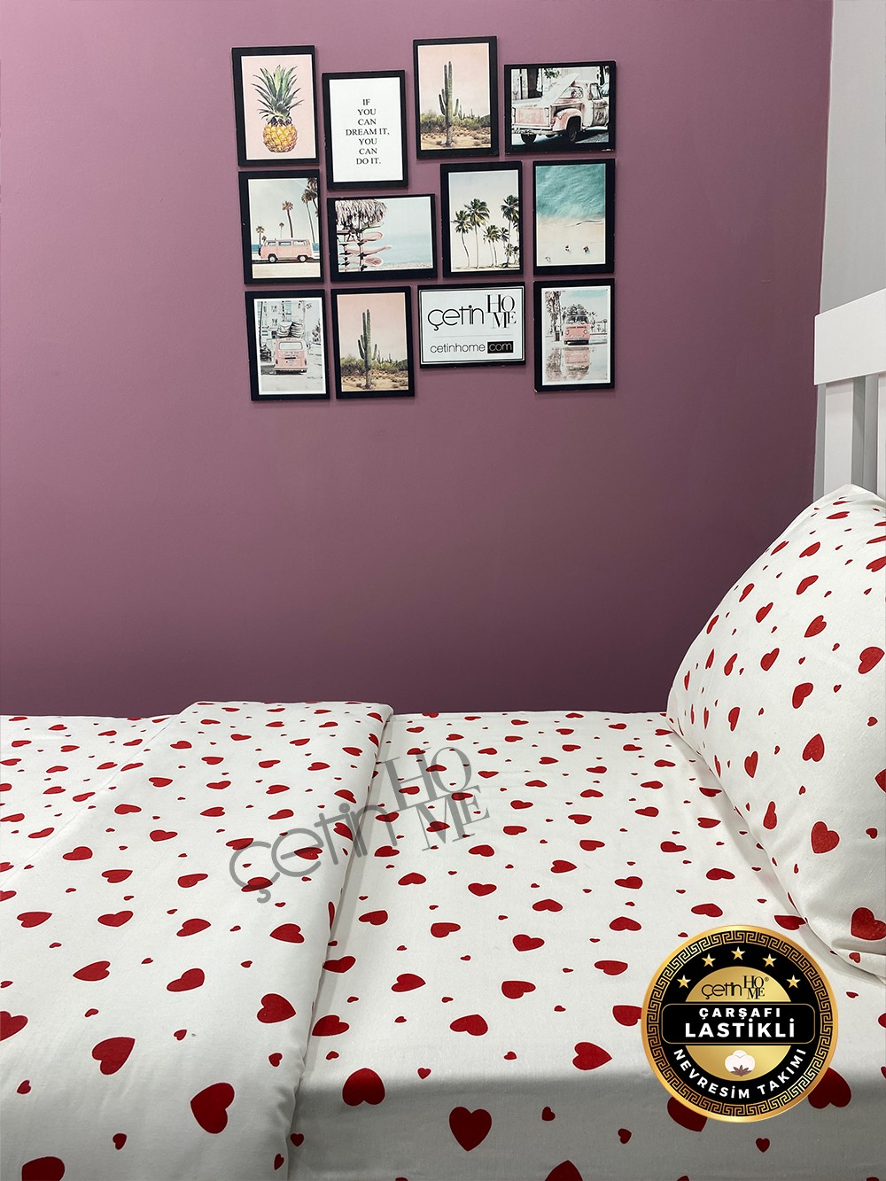 Ranforce Duvet Cover Set – Twin Size Bedding with Fitted Sheet – 'Kalp' by Çetinhome