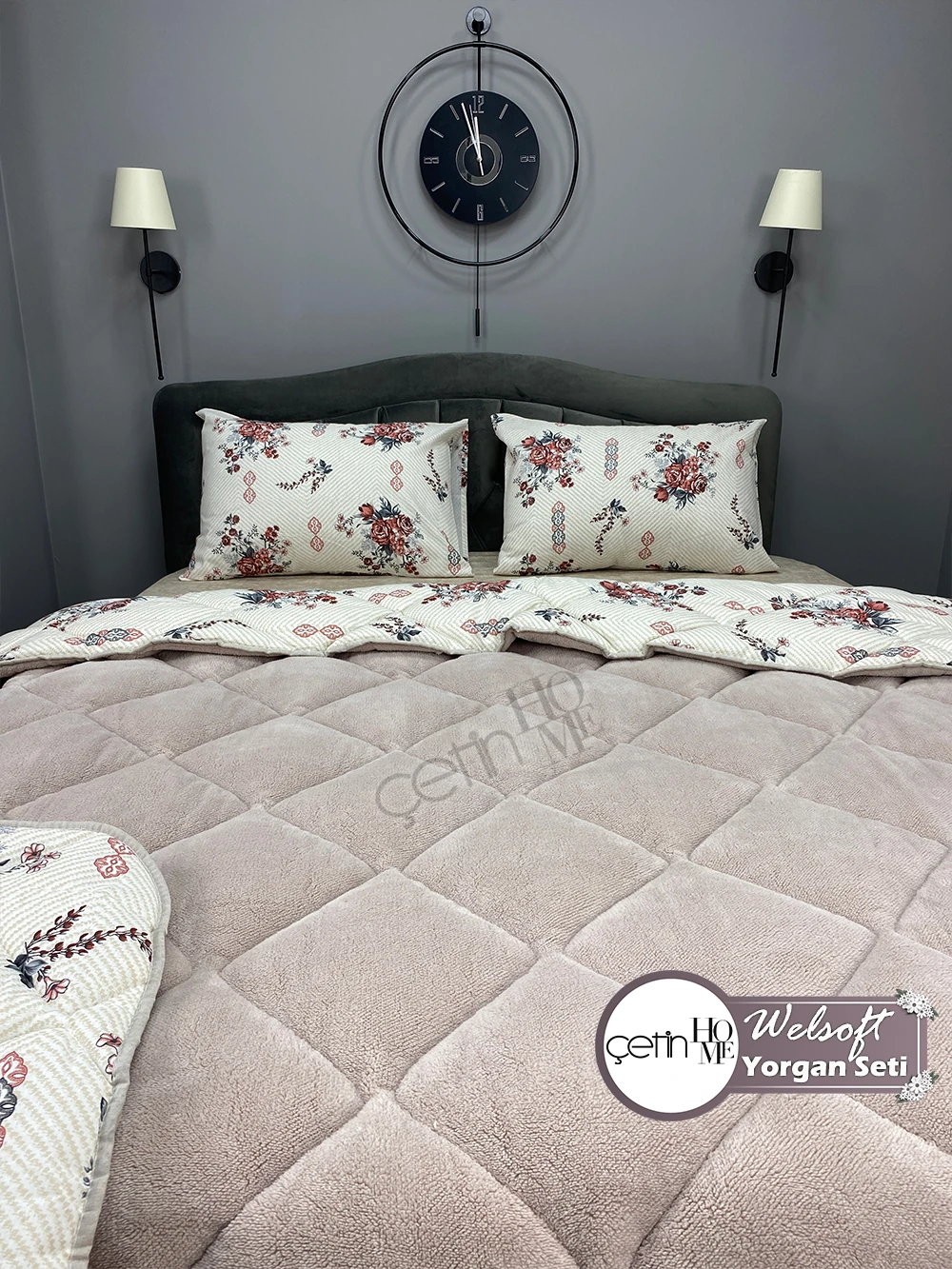 Çetinhome Çift Kişilik Desenli Welsoft Yorgan Seti (Çarşafsız)