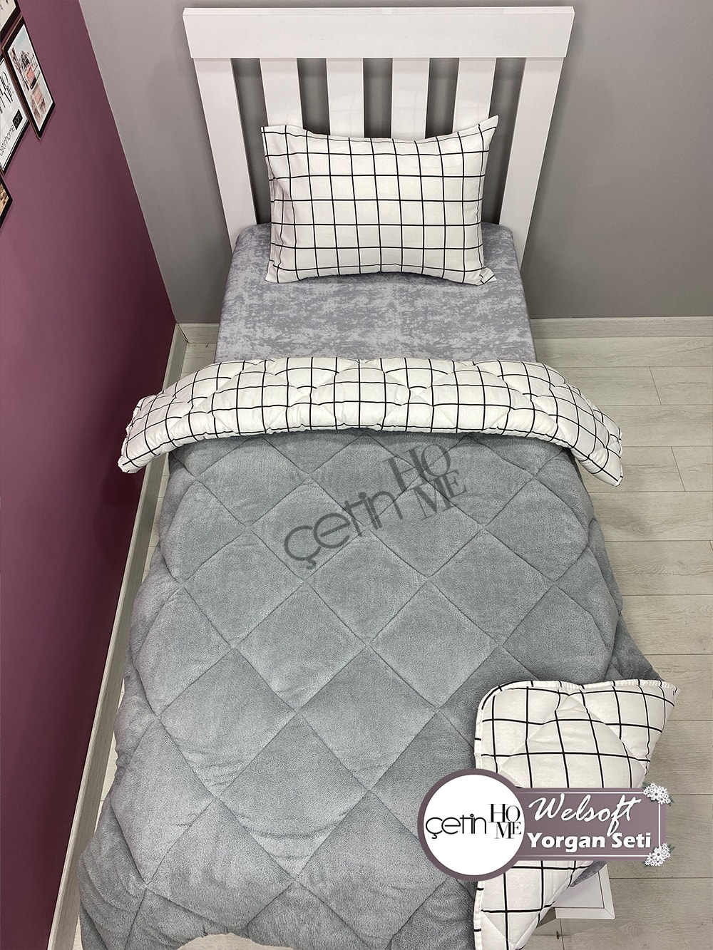 Çetinhome Tek Kişilik Desenli Welsoft Yorgan Seti (Çarşafsız)