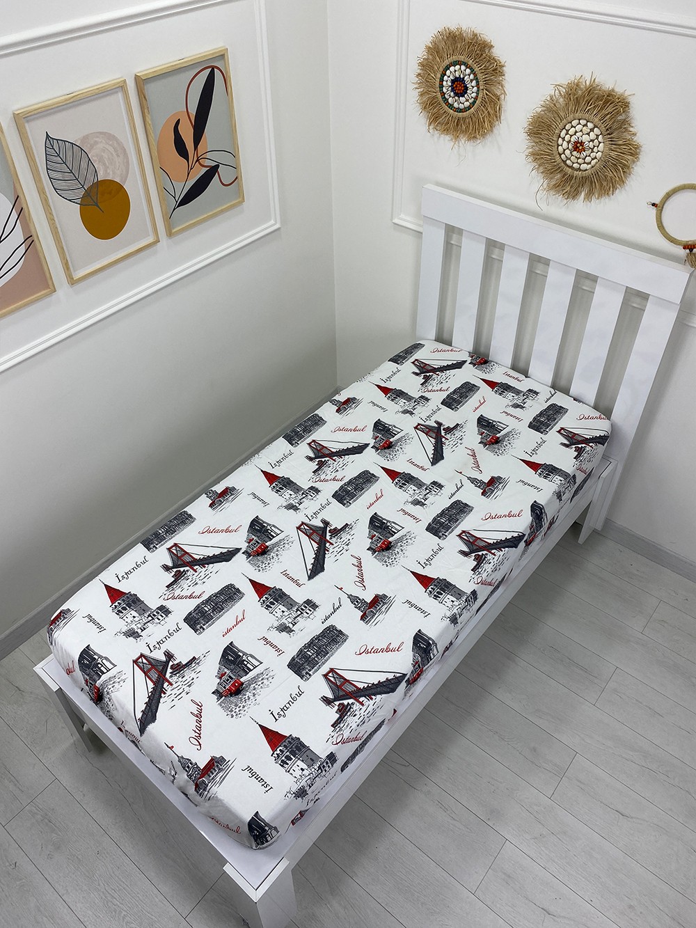 Kumaş Lastikli Çarşaf Tek Kişilik 100x200cm İstanbul (Yastık Kılıfsız)