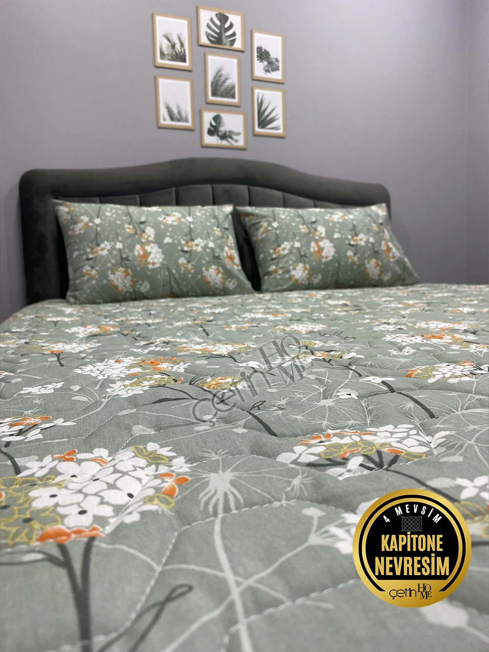 Çetinhome Çift Kişilik Kapitone Pike Seti 4 Mevsim Akasya