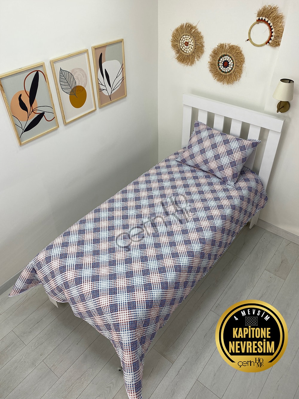 Çetinhome Tek Kişilik Kapitone Pike Seti 4 Mevsim Milan