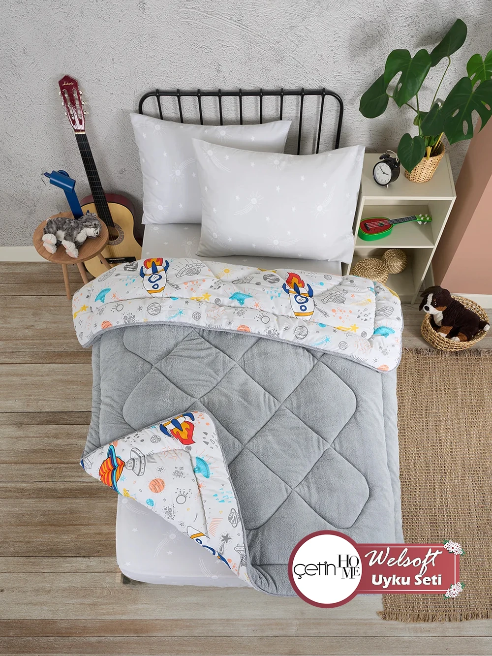 Çetinhome Tek Kişilik Çarşafı Lastikli Welsoft Uyku Seti