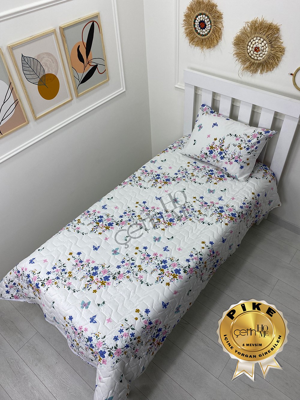 Çetinhome Tek Kişilik Kapitone Pike Seti 4 Mevsim Bahar