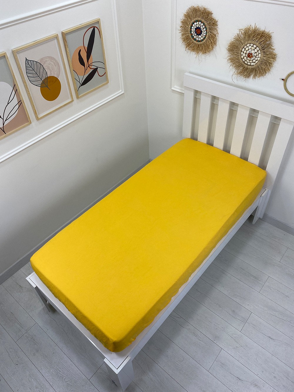 Kumaş Lastikli Çarşaf Tek Kişilik 100x200cm Sarı (Yastık Kılıfsız)