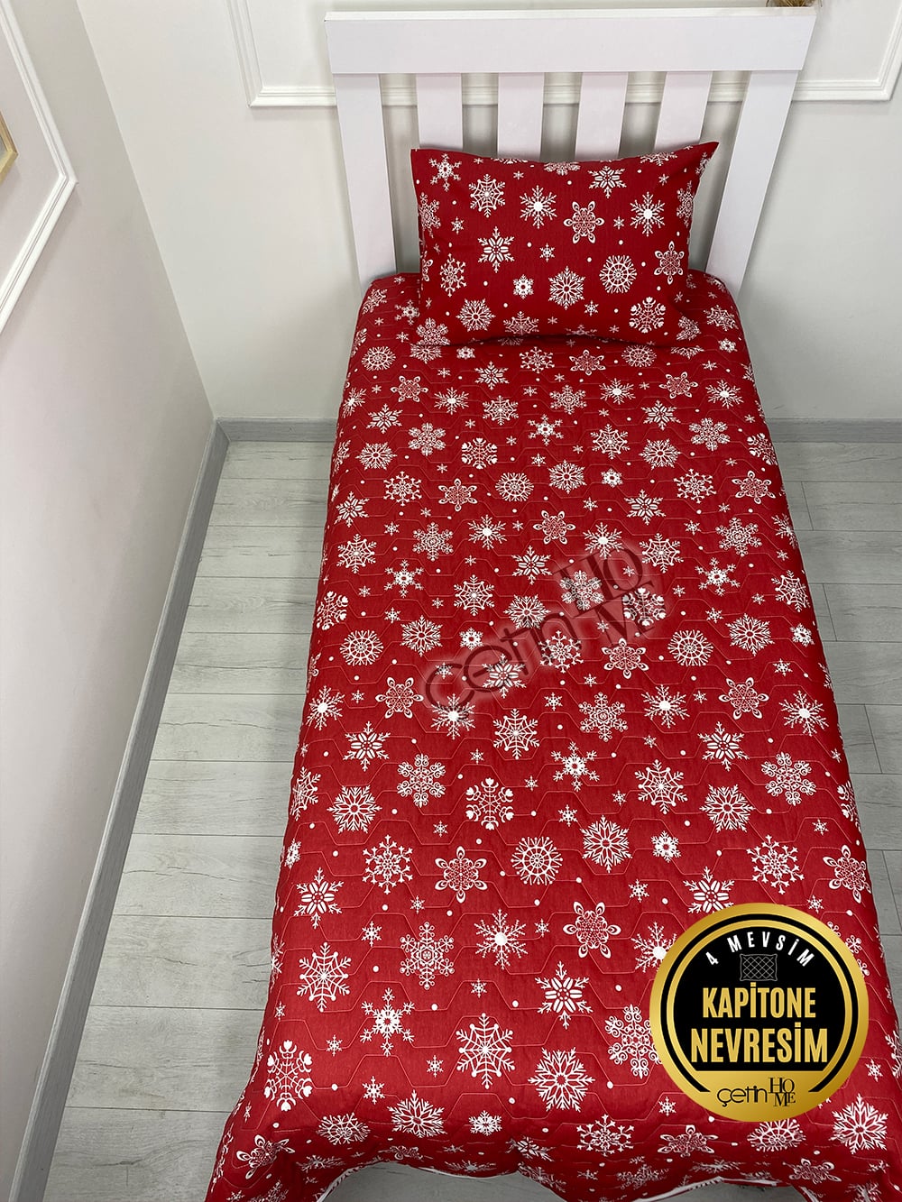 Çetinhome Tek Kişilik Kapitone Pike Seti 4 Mevsim Kar