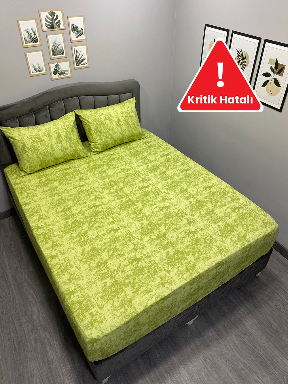 Kritik Hatalı Kumaş Lastikli Çarşaf Seti Çift Kişilik Gölge Yeşil