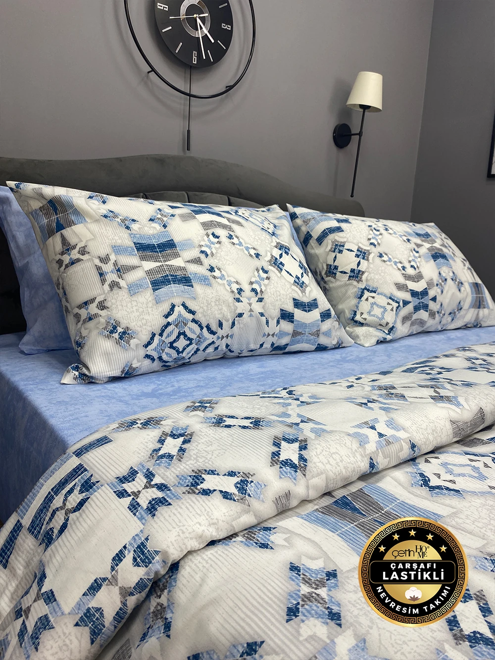 Çetinhome Çarşafı Lastikli Çift Kişilik Nevresim Takımı Asya