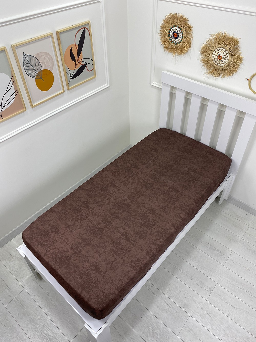 Kumaş Lastikli Çarşaf Tek Kişilik 100x200cm Gölge Çikolata (Yastık Kılıfsız)